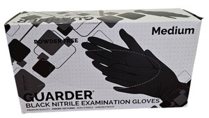 Guarder nitril gumikesztyű, fekete, púdermentes, eldobható, méret: L (9), 100 db/doboz