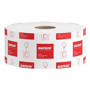 Katrin Jumbo Toilet M/200 toalettpapír (wc papír), 24cm, 2 rétegű, hófehér, 1740 lapos, 200 méter/tekercs, 100% cellulóz, 6 tekercs/zsák