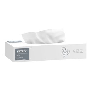 Katrin Plus Facial Tissues kozmetikai törlőkendő, 2 rétegű, hófehér, 100 lap/csomag, 40 csomag/doboz