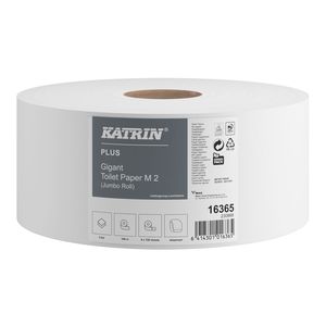 Katrin Plus Jumbo Toilet M toalettpapír (wc papír), 23cm, 2 rétegű, hófehér, 720 lapos, 180 méter/tekercs, 100% cellulóz, 6 tekercs/zsák