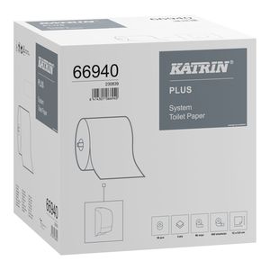 Katrin Plus System Toilet 800 toalettpapír (wc papír), 2 rétegű, hófehér, 800 lapos, 96 méteres, 36 tekercs/karton