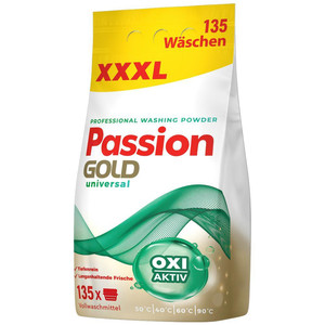 Passion Gold Universal mosópor, fehér és színes ruhákhoz, 135 mosás/8,1kg