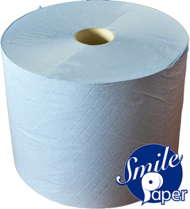 Smile Expert Blue midi ipari kéztörlő/papírtölő, 3 rétegű, 28 cm átmérő, 500 lapos, 22x38 cm lapméret, 100% cellulóz, 2 tekercs/zsák, KIFUTÓ!