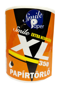 Smile XL tekercses kéztörlő, 2 rétegű, hófehér, 350 lapos, 70 méteres, 19,5x20 cm lapok, 100% cellulóz, 6 tekercs/zsák