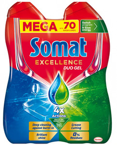 Somat Excellence Duo Gel mosogatógép gél, 2x684 ml, Grease Cutting/Grease Cutting Lemon