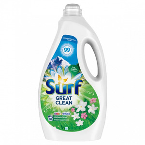 Surf Mountain Fresh mosógél fehér ruhához, 60 mosás/3 liter