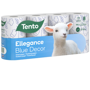 Tento Ellegance Blue Decor toalettpapír (wc papír), 3 rétegű, 150 lapos, 8 tekercs/csomag