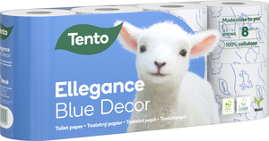 Tento Ellegance Blue Decor toalettpapír (wc papír), 3 rétegű, 150 lapos, 8 tekercs/csomag