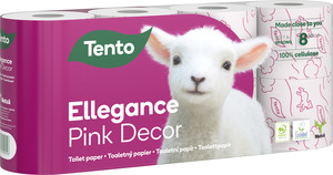 Tento Ellegance Pink Decor toalettpapír (wc papír), 3 rétegű, 150 lapos, 8 tekercs/csomag