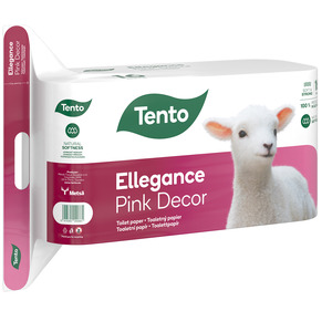 Tento Ellegance Pink Decor toalettpapír (wc papír), 3 rétegű, 150 lapos, 16 tekercs/csomag