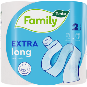 Tento Family Extra Long háztartási papírtörlő/kéztörlő, 2 rétegű, 110 lapos, 2 tekercs/csomag