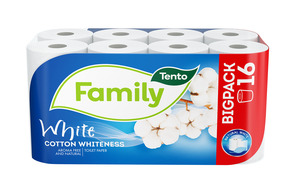 Tento Family White toalettpapír (wc papír), 2 rétegű, fehér, 150 lapos, 16 tekercs/csomag
