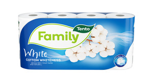 Tento Family White toalettpapír (wc papír), 2 rétegű, fehér, 150 lapos, 8 tekercs/csomag