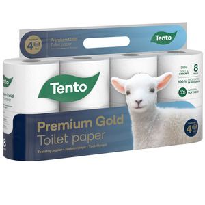 Tento Premium Gold toalettpapír (wc papír), 4 rétegű, 150 lapos, 8 tekercs/csomag